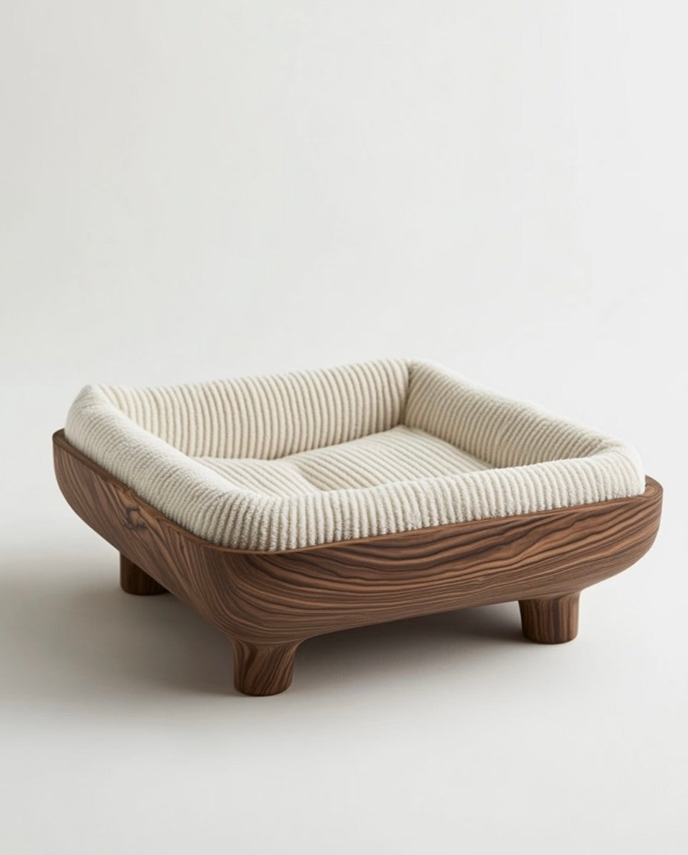 Minimalist Wooden Pet Bed – Elegant and Comfortable Pet Lounger