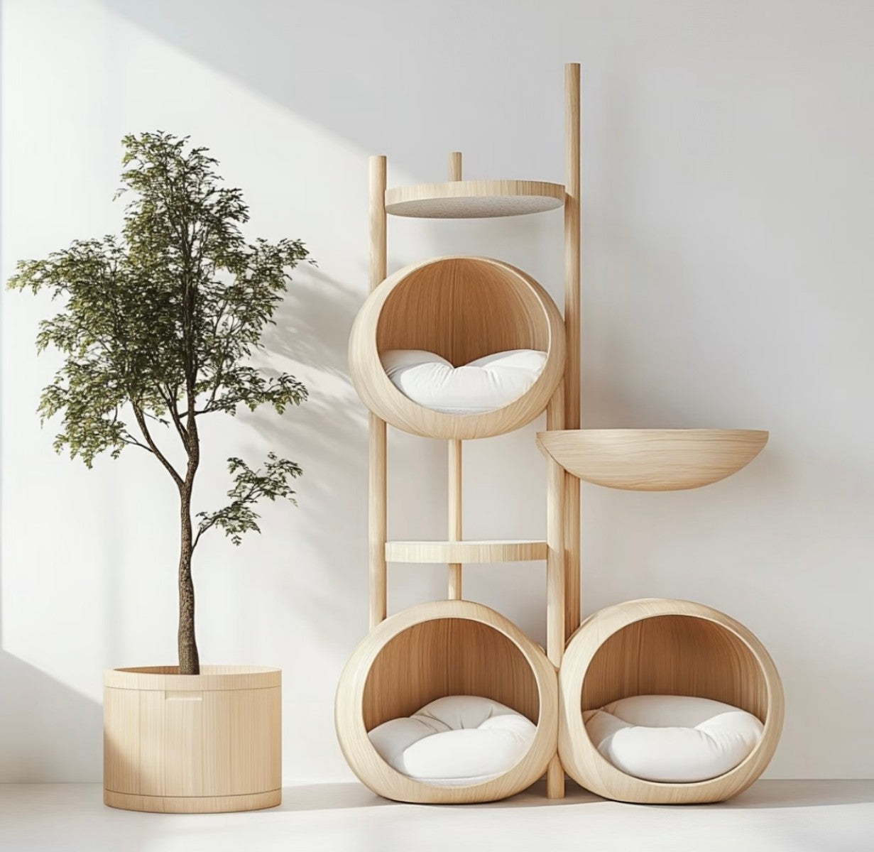 Modern Wooden Cat Condo – Multi-Level Cat Pods & Perches