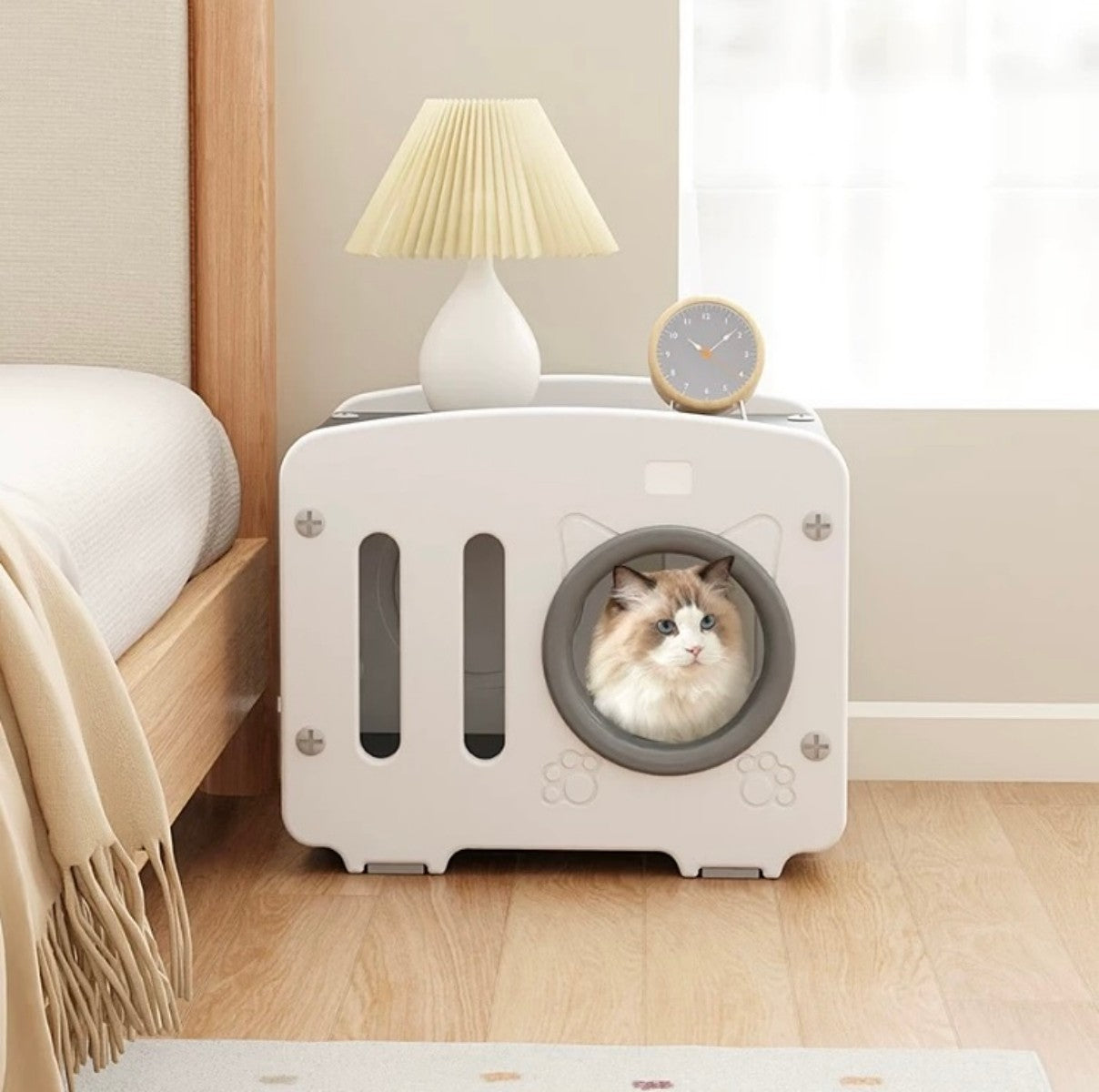 Minimalist Cat House Nightstand – Multi-Functional Pet Condo & Furniture