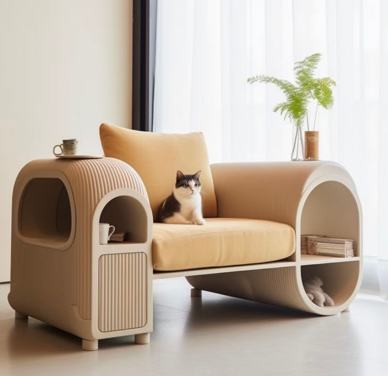 Modern Cat Sofa with Built-In Pet House – Multifunctional Pet Furniture