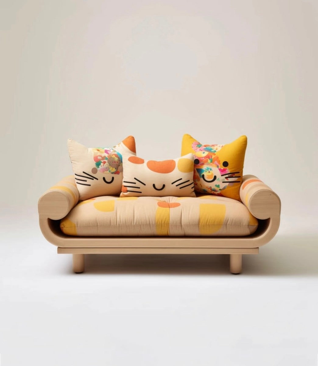 Cute Cat Pattern Pet Sofa – Playful and Comfortable Pet Couch