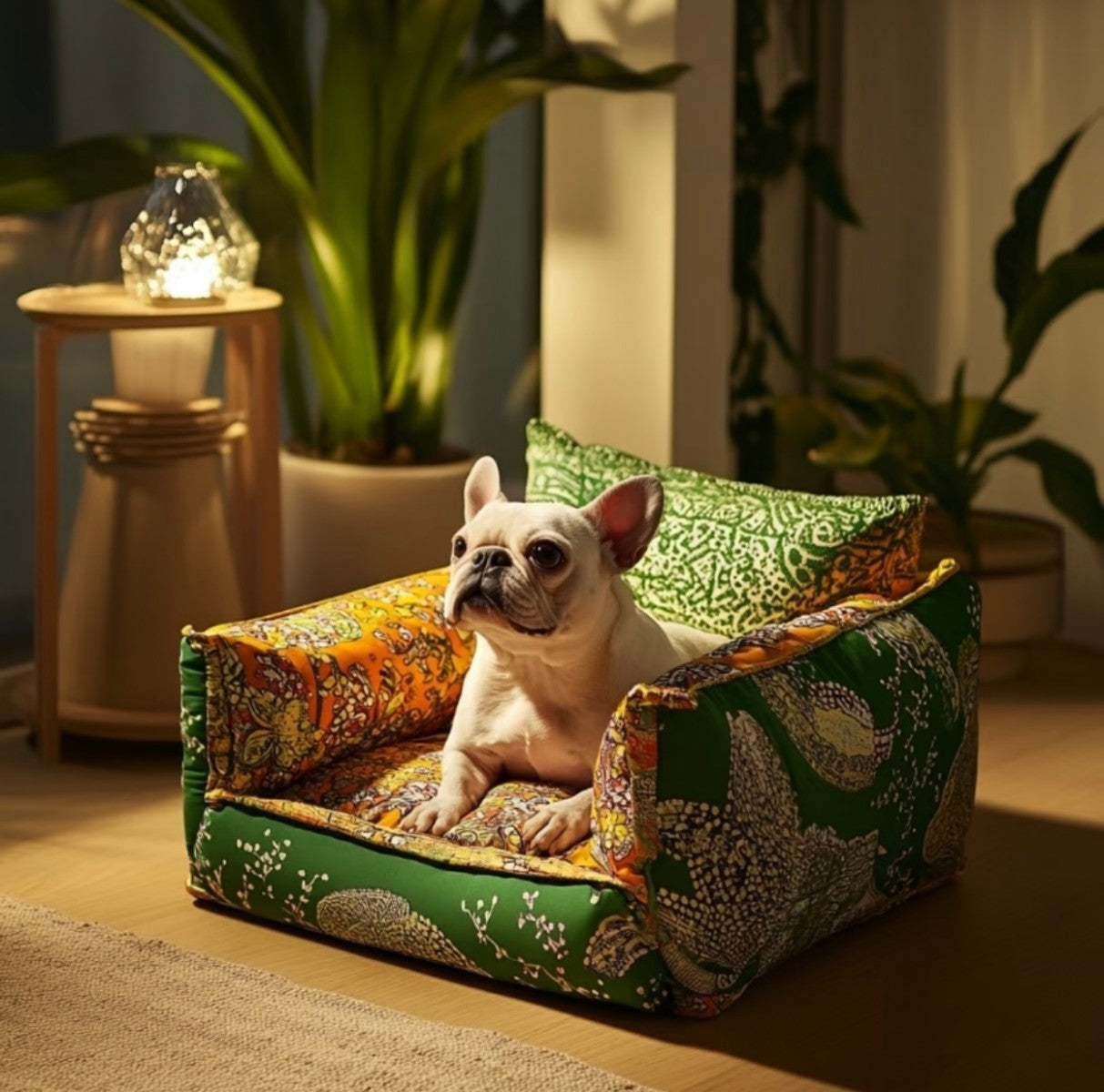 Colorful Sofa-Style Dog Bed – Comfortable and Supportive Pet Couch for Small Dogs