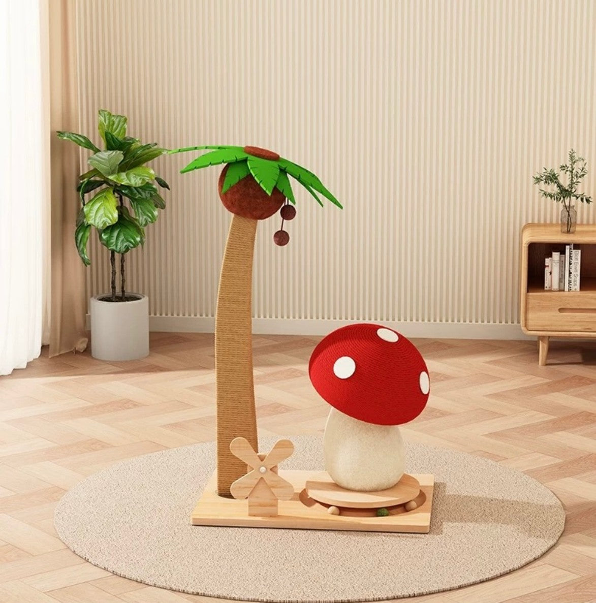 Palm Tree and Mushroom Cat Tree – Playful Scratching Post & Activity Center