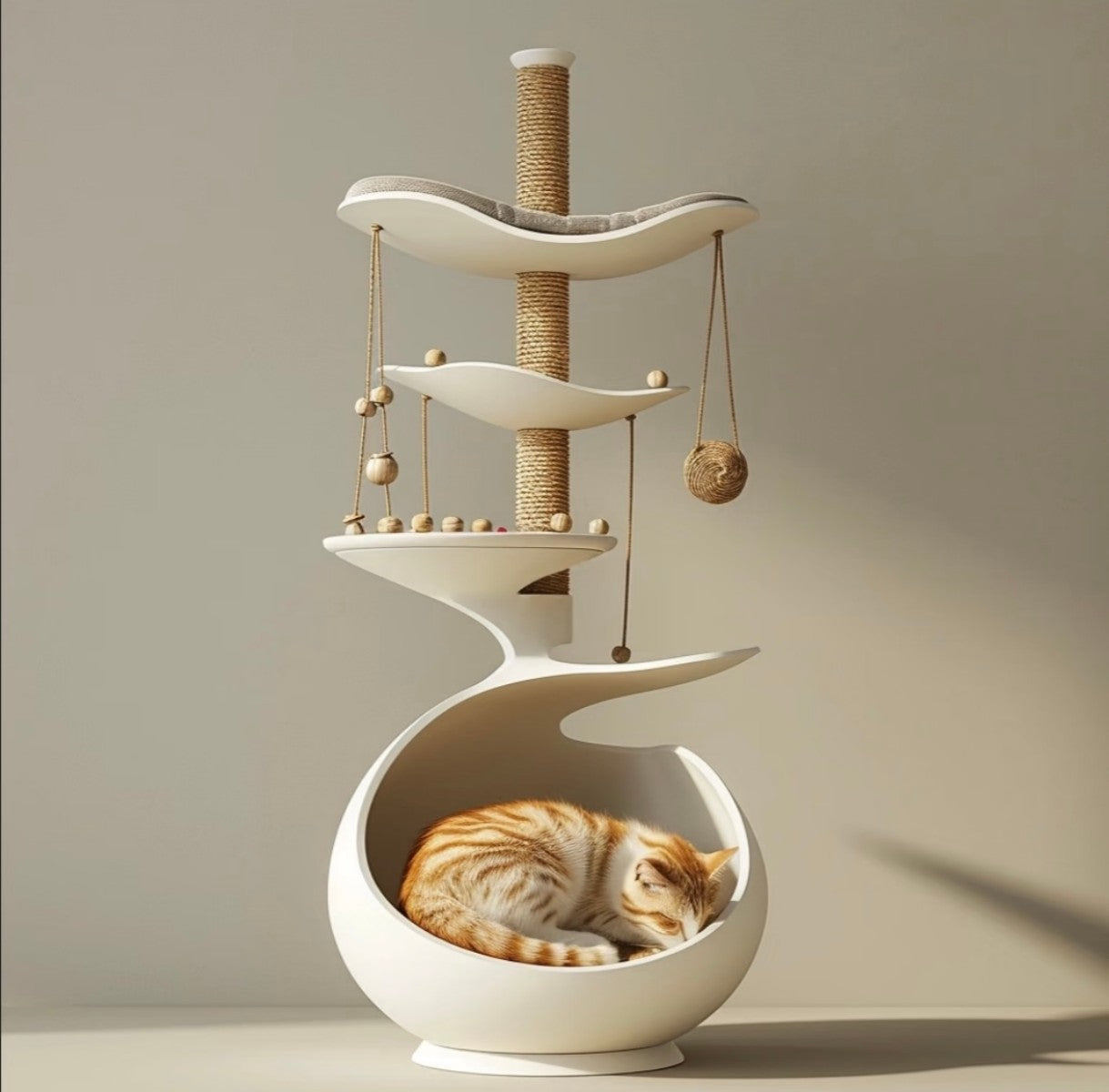 Modern Spiral Cat Tree Tower – Artistic Multi-Level Cat Furniture