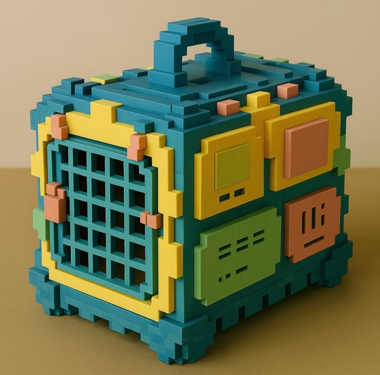 Creative Pixel Art Pet Carrier – Colorful Portable Pet Travel Box