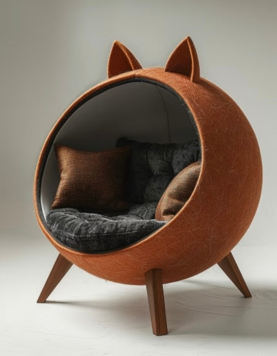 Modern Cat Ear Pet Sofa – Stylish Enclosed Cat Bed with Cushion