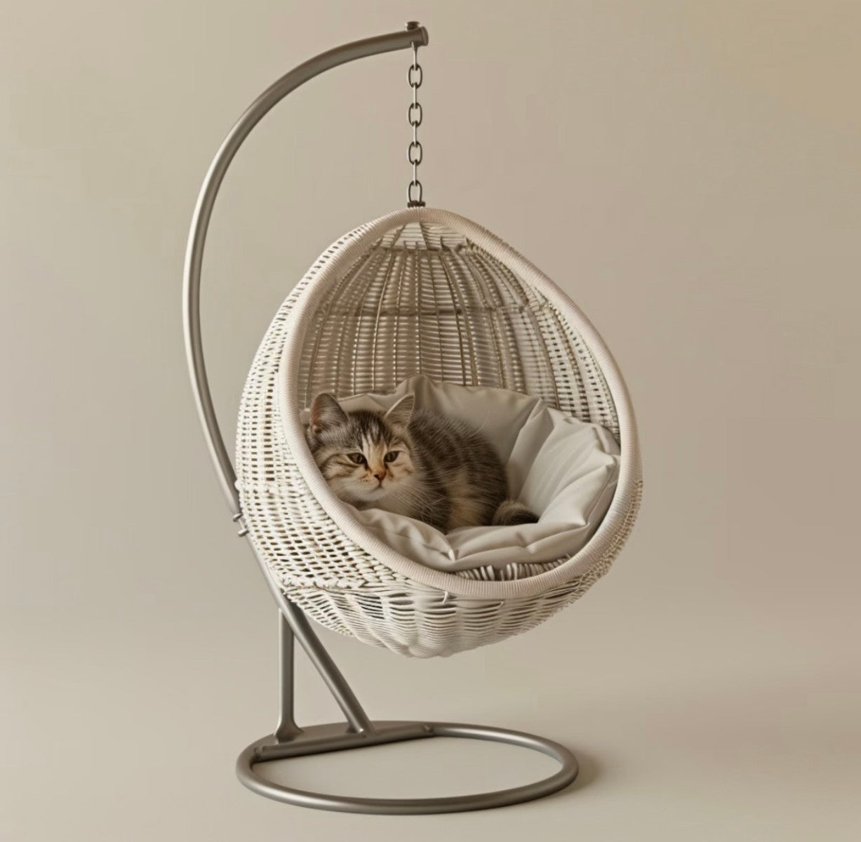 Hanging Rattan Egg Cat Bed – Swinging Pet Hammock Chair