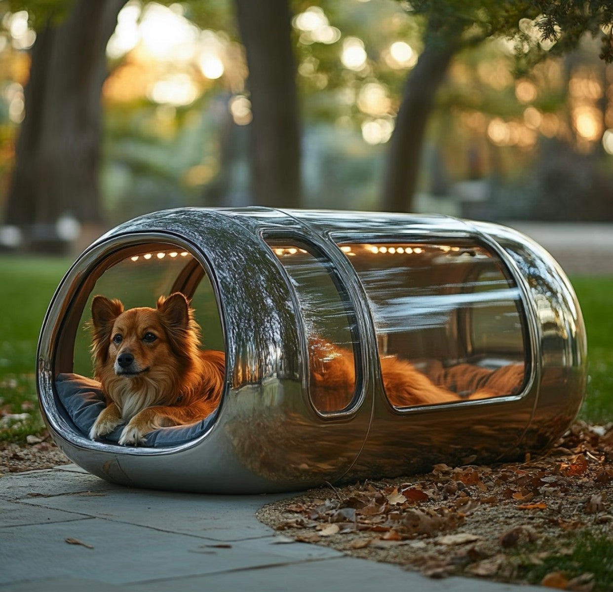 Futuristic Outdoor Pet House – Weatherproof Dog & Cat Shelter with Windows