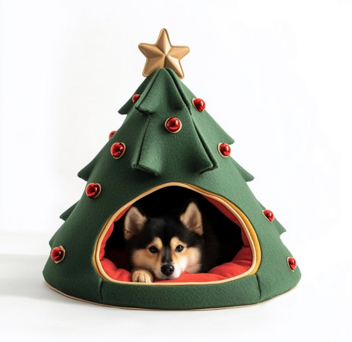 Christmas Tree Pet House – Festive Enclosed Bed for Cats and Dogs
