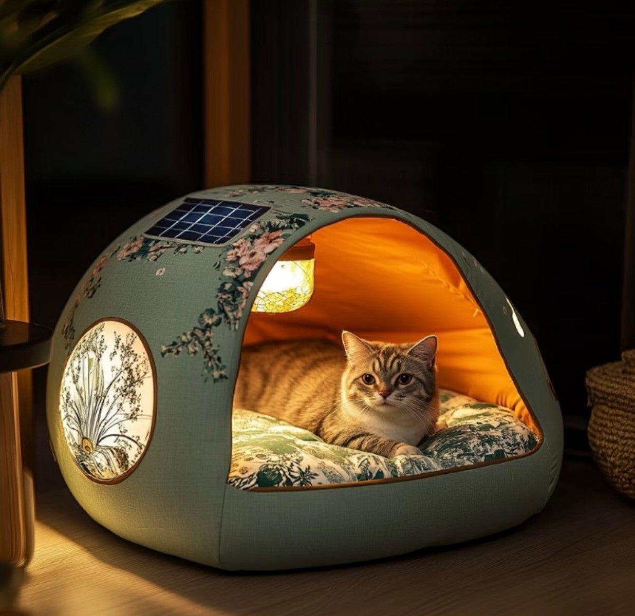 Solar Powered Pet House – Illuminated Cozy Bed for Cats and Small Dogs