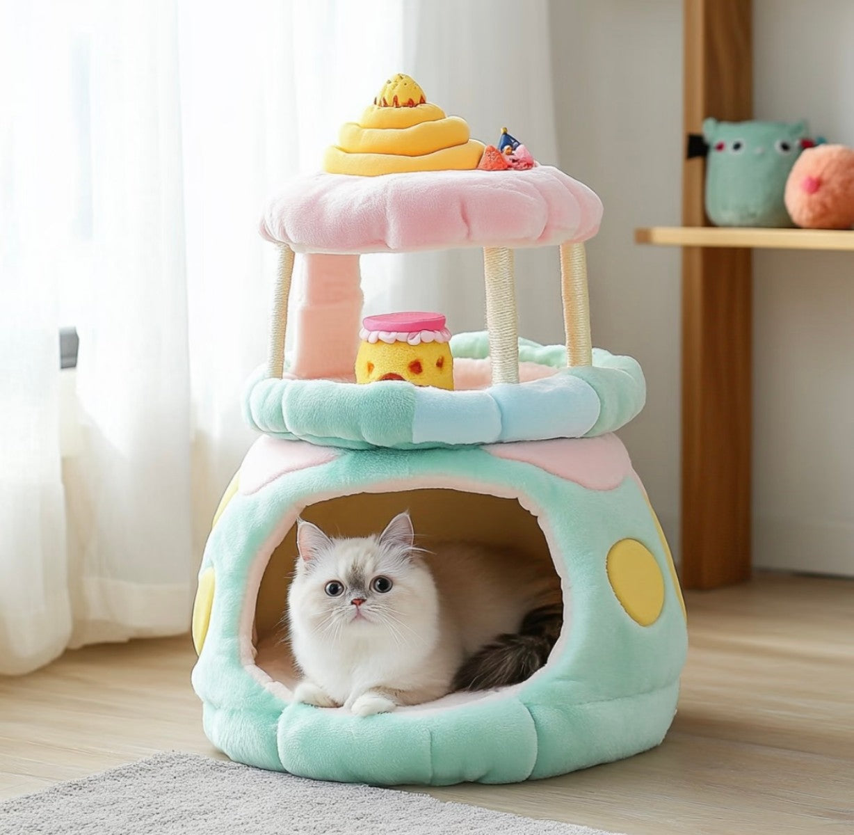 Double Layer Cat Tree & House – Plush Cat Tower for Play and Rest