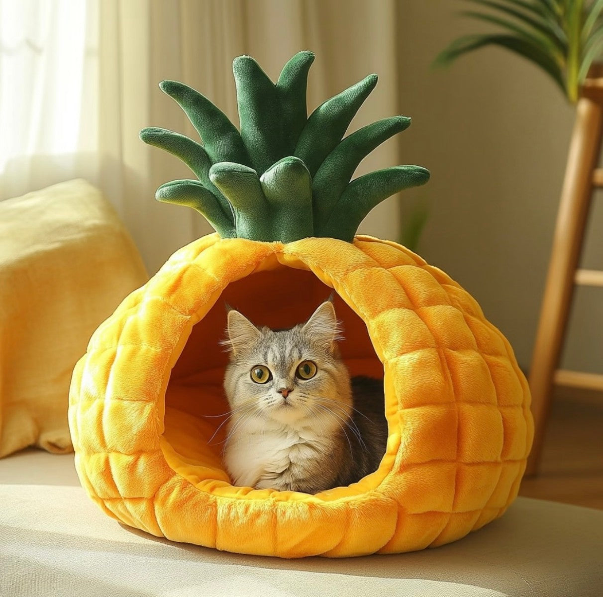 Pineapple Cat House – Cute Enclosed Bed for Cats and Small Pets