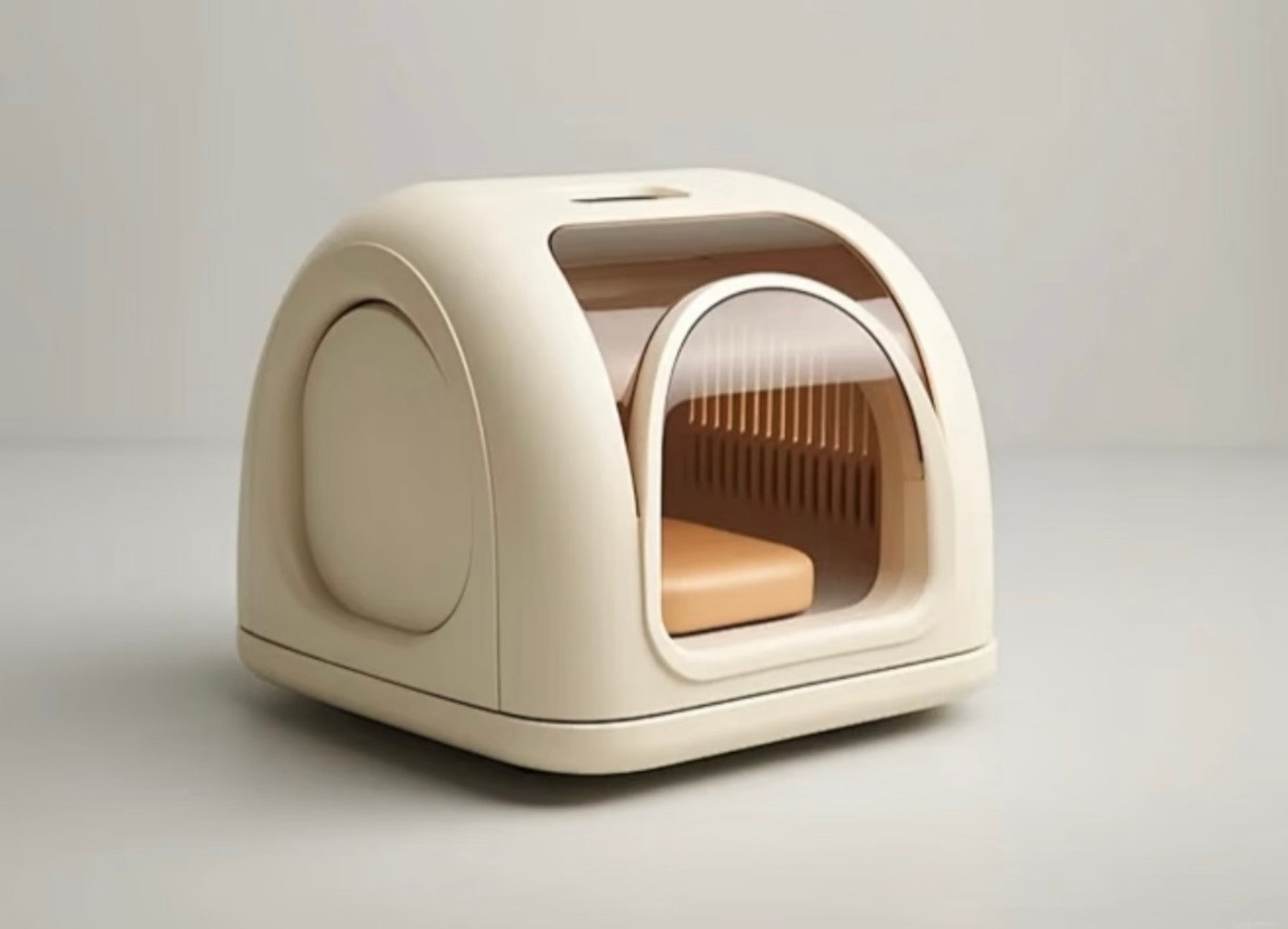 Modern Capsule Pet House – Enclosed Cat & Dog Bed with Clear Door