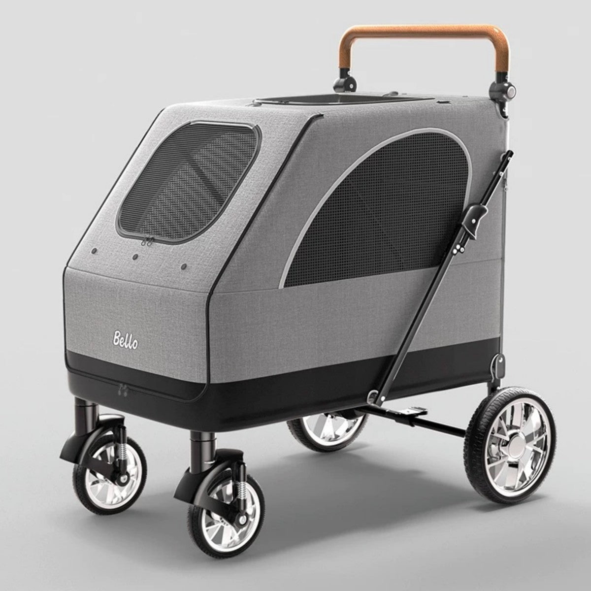Large Foldable Pet Stroller – Breathable Travel Cart for Dogs and Cats