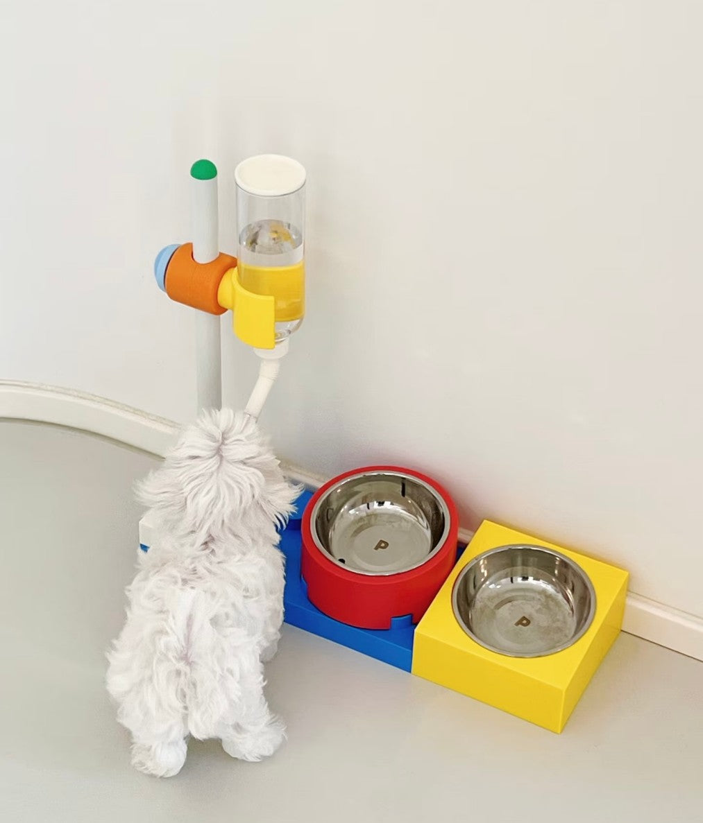 Colorful Pet Feeding Station – Raised Food Bowls with Automatic Water Dispenser