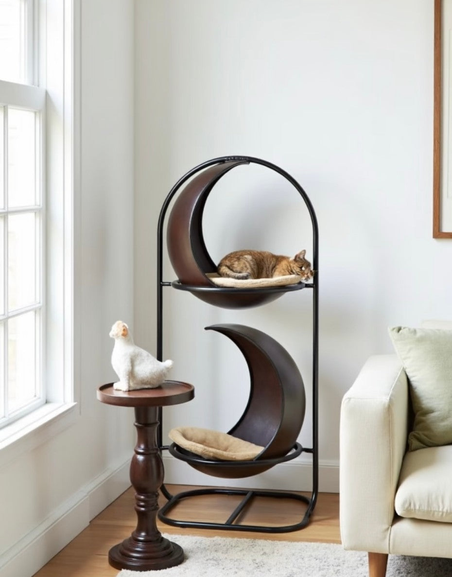 Double Moon Cat Bed Tower – Two-Tier Moon Shaped Cat Lounge