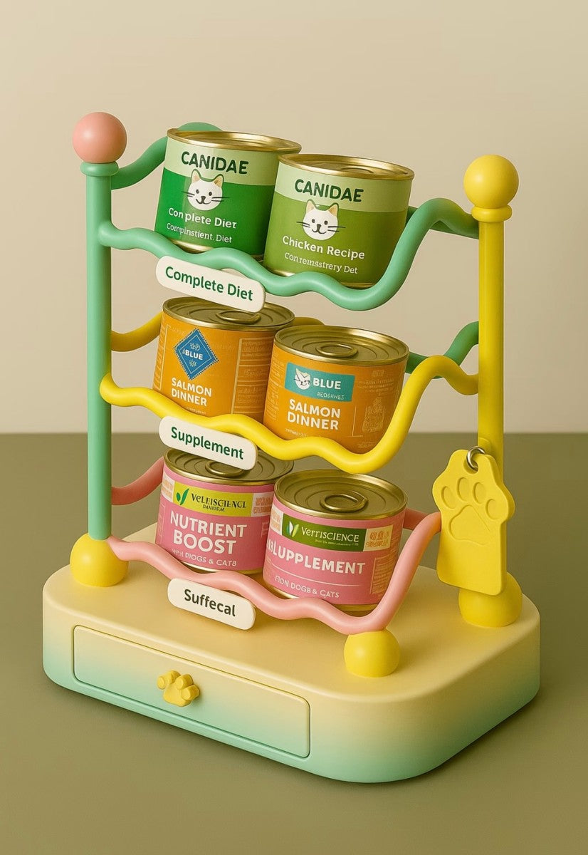 Pet Food Organizer Rack – Multi-Layer Storage for Canned Food & Supplements
