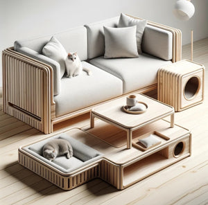 Modern Pet Sofa Set – Luxury Cat & Dog Couch with Tunnel and Table