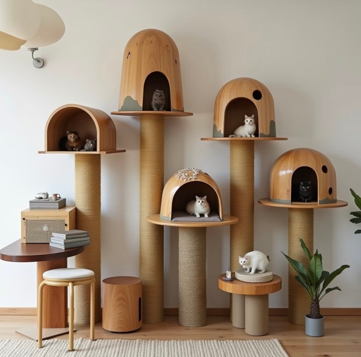 Multi-Level Wooden Cat Tree Tower – Large Condo for Multiple Cats